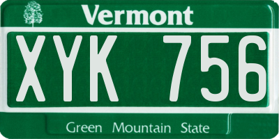 VT license plate XYK756