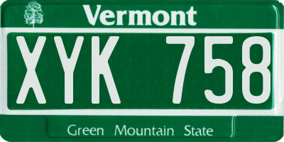 VT license plate XYK758