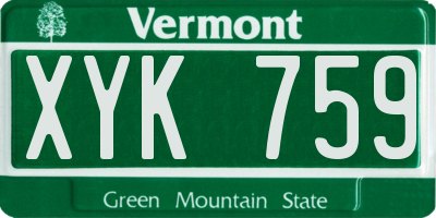 VT license plate XYK759