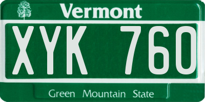 VT license plate XYK760