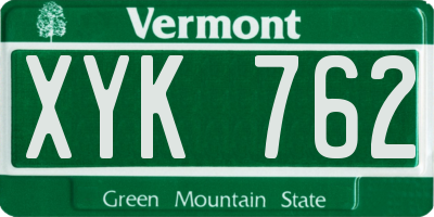VT license plate XYK762