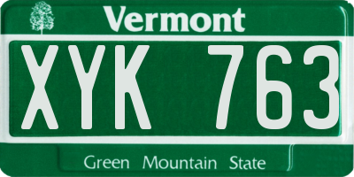 VT license plate XYK763