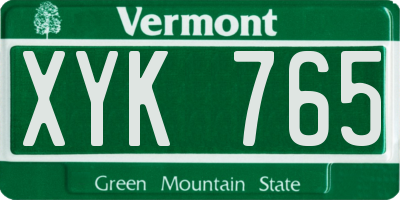VT license plate XYK765