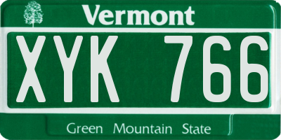 VT license plate XYK766