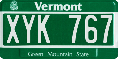 VT license plate XYK767