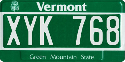 VT license plate XYK768