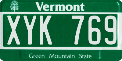 VT license plate XYK769