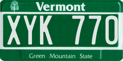 VT license plate XYK770