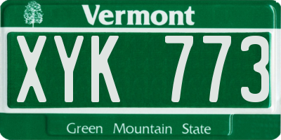 VT license plate XYK773