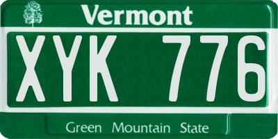 VT license plate XYK776