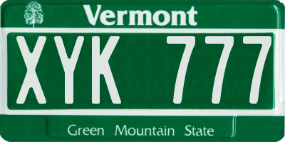VT license plate XYK777
