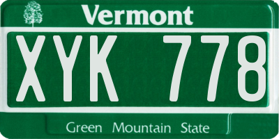 VT license plate XYK778