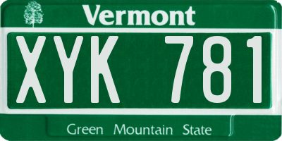 VT license plate XYK781