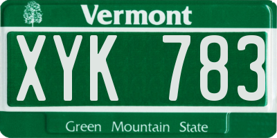 VT license plate XYK783