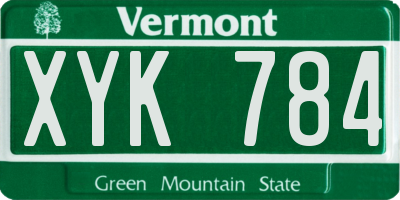 VT license plate XYK784