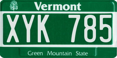 VT license plate XYK785