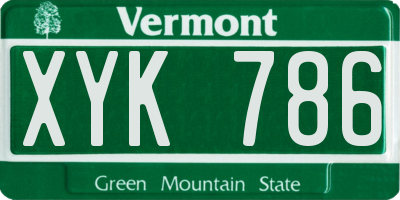 VT license plate XYK786