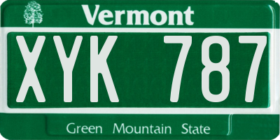 VT license plate XYK787