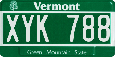 VT license plate XYK788