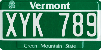 VT license plate XYK789