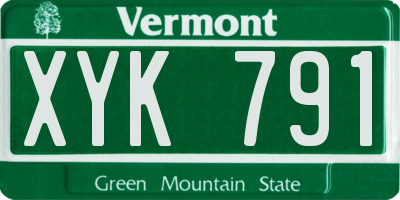 VT license plate XYK791