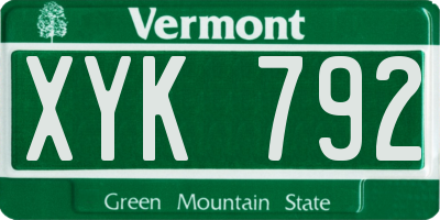 VT license plate XYK792