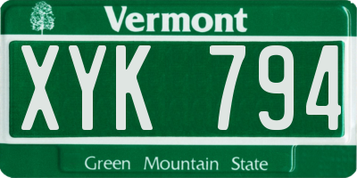 VT license plate XYK794