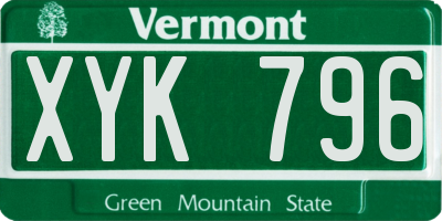 VT license plate XYK796