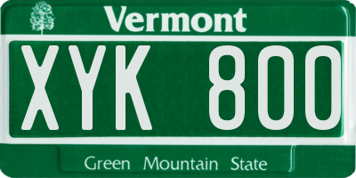 VT license plate XYK800