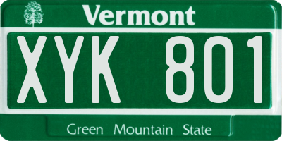 VT license plate XYK801