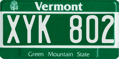 VT license plate XYK802