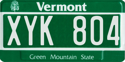 VT license plate XYK804