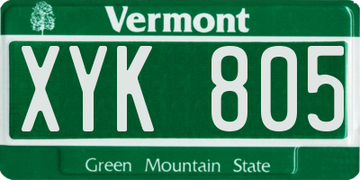 VT license plate XYK805