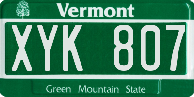 VT license plate XYK807