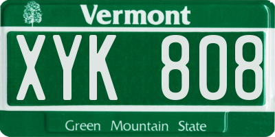 VT license plate XYK808