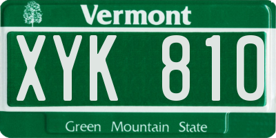 VT license plate XYK810