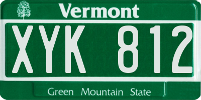 VT license plate XYK812