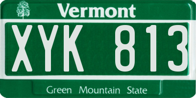 VT license plate XYK813