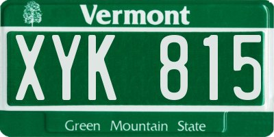 VT license plate XYK815