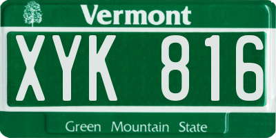 VT license plate XYK816