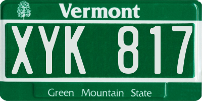 VT license plate XYK817