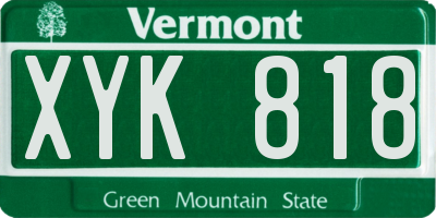 VT license plate XYK818