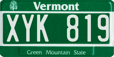 VT license plate XYK819