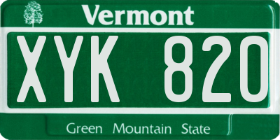 VT license plate XYK820