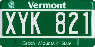 VT license plate XYK821