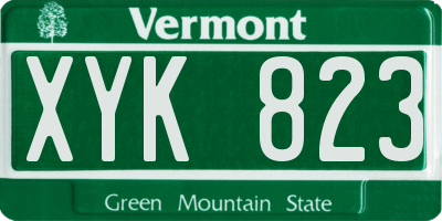 VT license plate XYK823