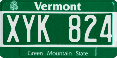 VT license plate XYK824