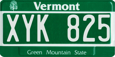 VT license plate XYK825