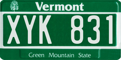 VT license plate XYK831