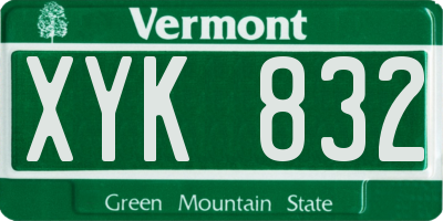 VT license plate XYK832
